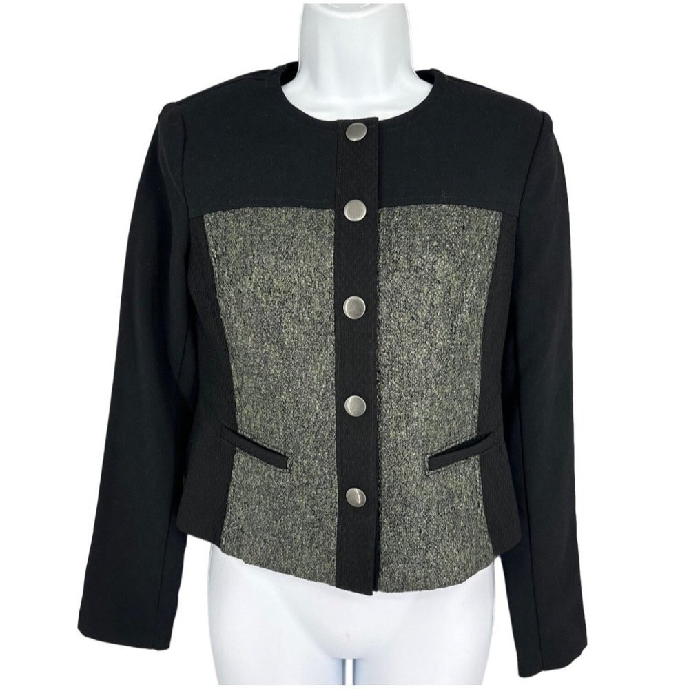 Cabi Women's #3036 Black Textured Snap Front Pocketed Media Jacket Size XS